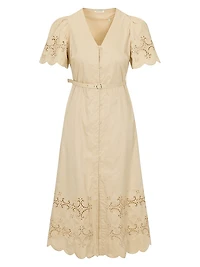 Raquel Embroidered Cotton Midi-Shirtdress