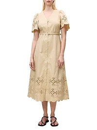 Raquel Embroidered Cotton Midi-Shirtdress