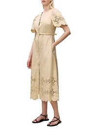 Raquel Embroidered Cotton Midi-Shirtdress