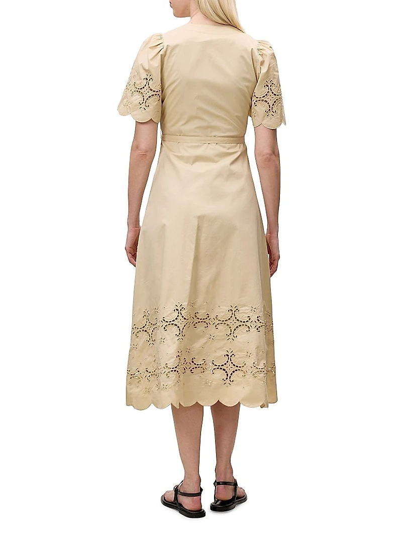 Raquel Embroidered Cotton Midi-Shirtdress