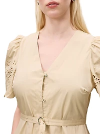 Raquel Embroidered Cotton Midi-Shirtdress