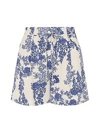 Lena Toile Paperbag-Waist Shorts