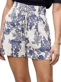 Lena Toile Paperbag-Waist Shorts