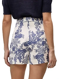 Lena Toile Paperbag-Waist Shorts