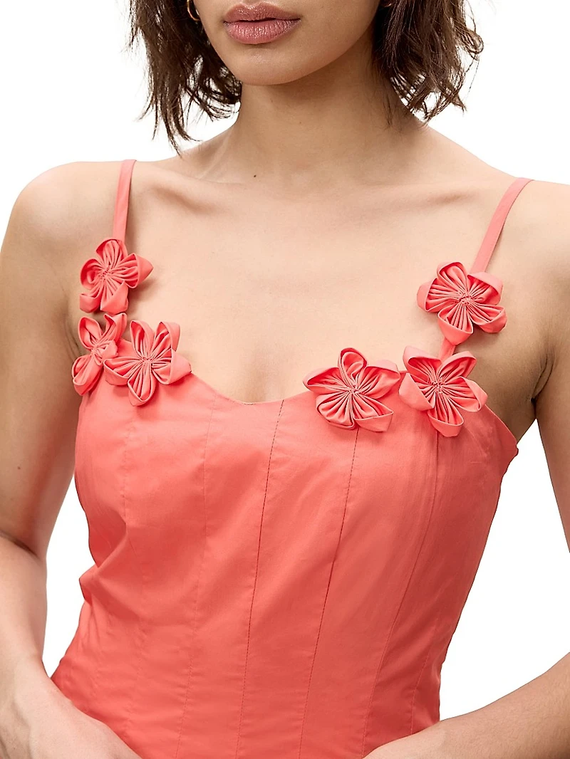 Priya Pleated Cotton Fit & Flare Midi-Dress