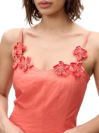 Priya Pleated Cotton Fit & Flare Midi-Dress