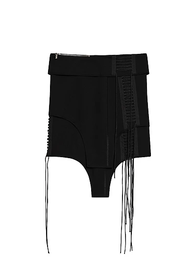 Aviator Lace-Up & Fringe-Detailed Miniskirt