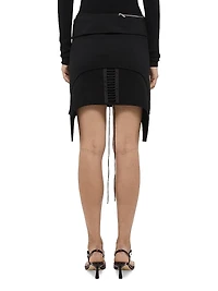Aviator Lace-Up & Fringe-Detailed Miniskirt