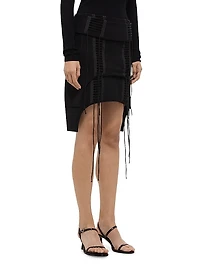 Aviator Lace-Up & Fringe-Detailed Miniskirt