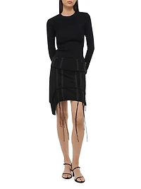 Aviator Lace-Up & Fringe-Detailed Miniskirt