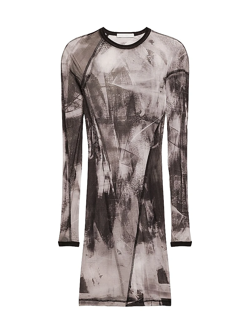 Twisted Printed Sheer Minidress