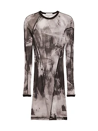 Twisted Printed Sheer Minidress