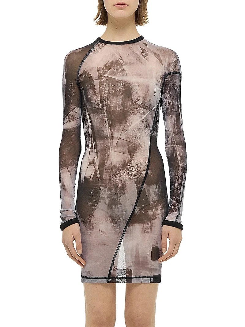 Twisted Printed Sheer Minidress