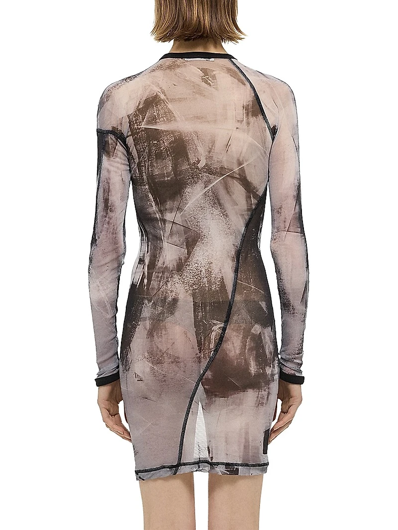 Twisted Printed Sheer Minidress
