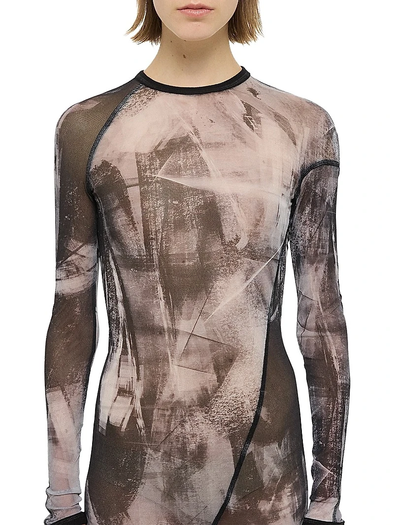 Twisted Printed Sheer Minidress