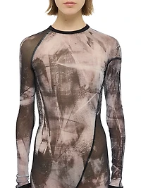 Twisted Printed Sheer Minidress