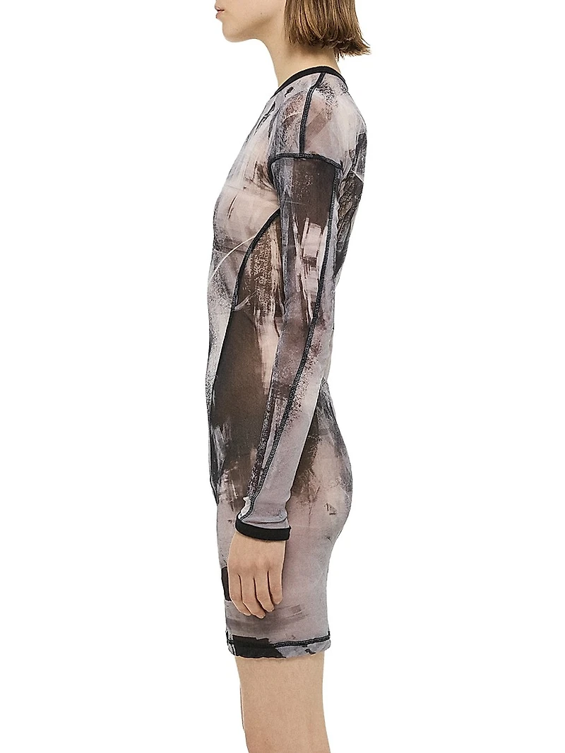 Twisted Printed Sheer Minidress