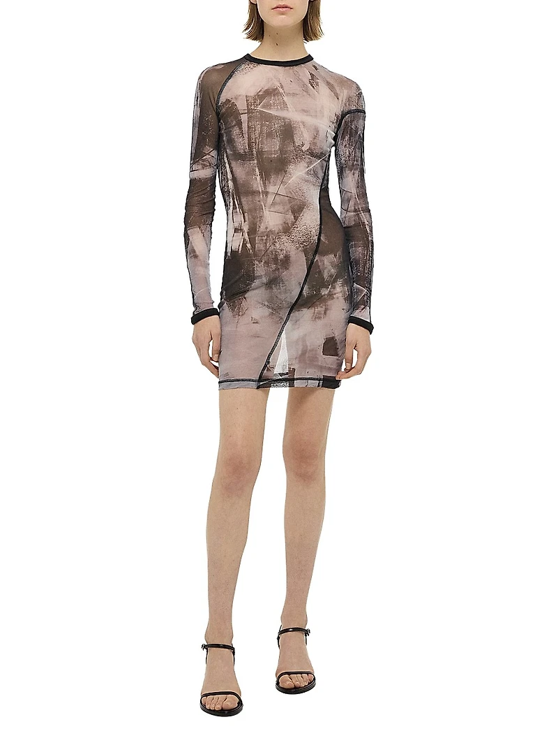 Twisted Printed Sheer Minidress