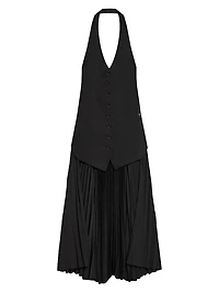 Halter Vest-Style Pleated Hem Minidress