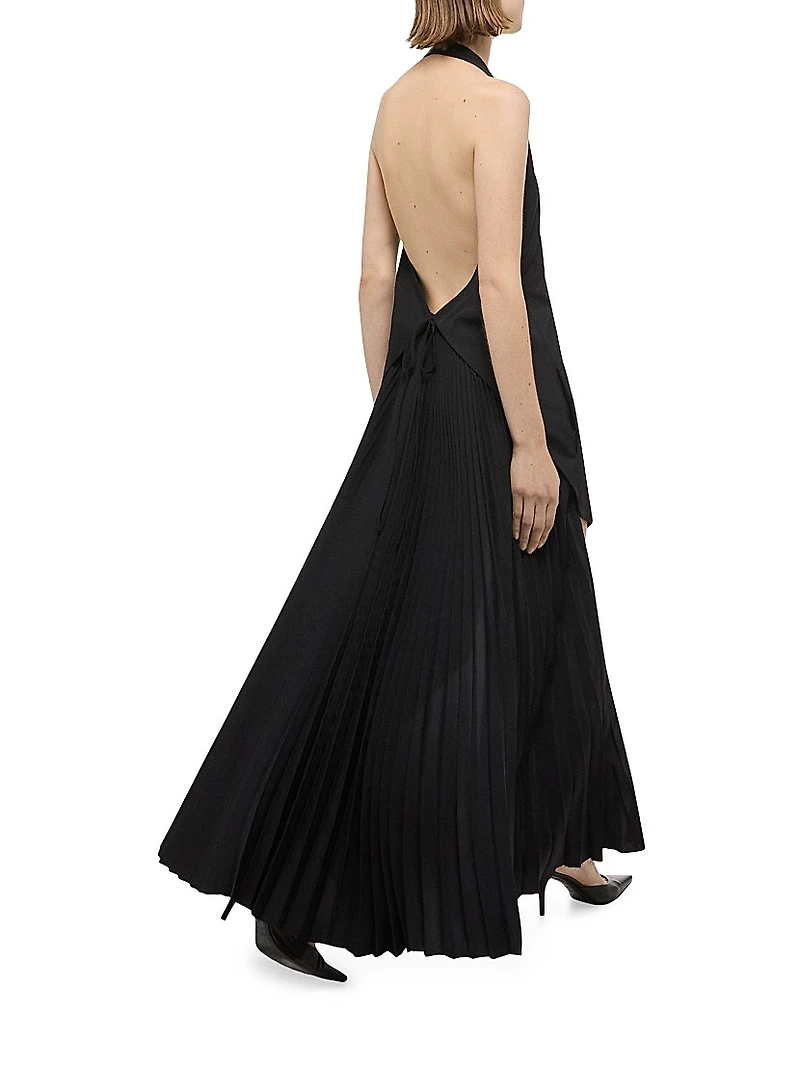 Halter Vest-Style Pleated Hem Minidress