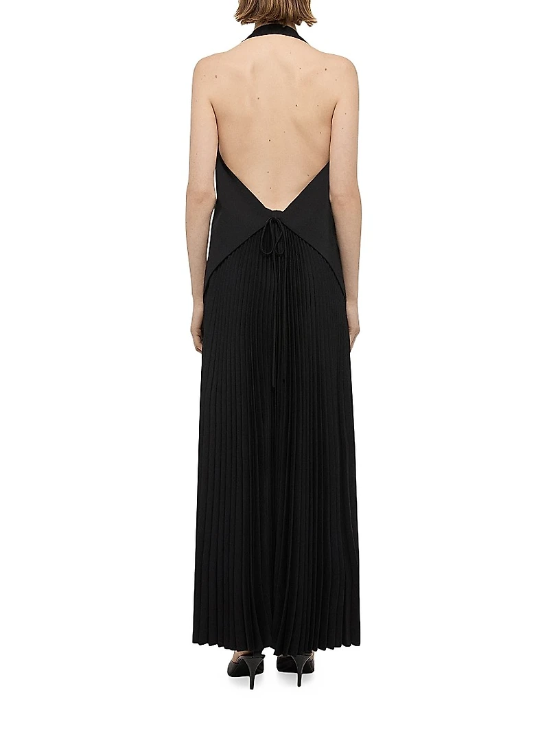 Halter Vest-Style Pleated Hem Minidress