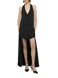 Halter Vest-Style Pleated Hem Minidress