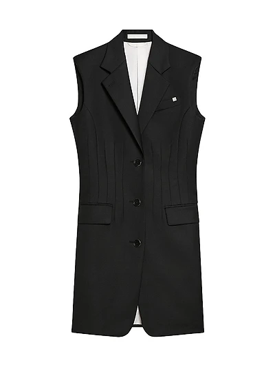 Darted Wool Blazer-Style Minidress