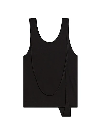 Strap Draped Stretch Cotton Tank