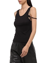 Strap Draped Stretch Cotton Tank