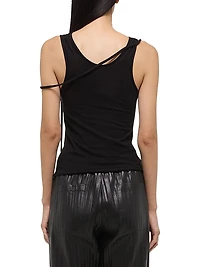 Strap Draped Stretch Cotton Tank