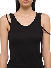 Strap Draped Stretch Cotton Tank