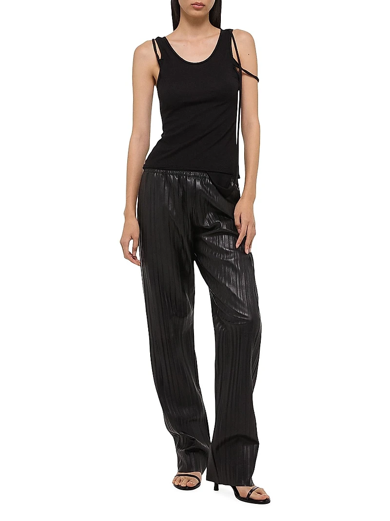 Strap Draped Stretch Cotton Tank