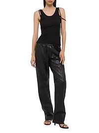 Strap Draped Stretch Cotton Tank