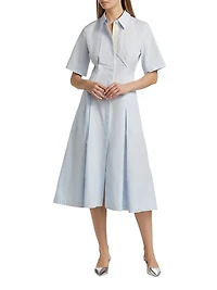 Canvas Tape Short-Sleeve Shirtdress