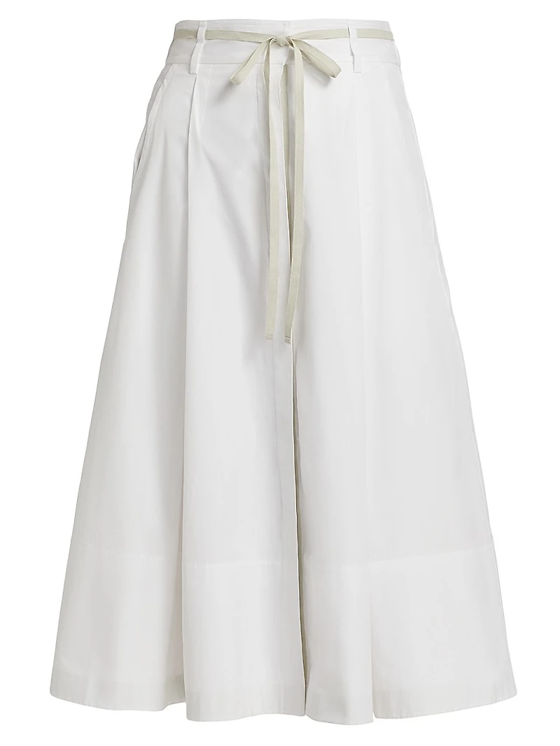 Canvas-Taped Cotton Midi Skirt