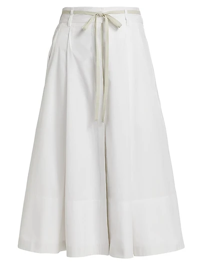 Canvas-Taped Cotton Midi Skirt