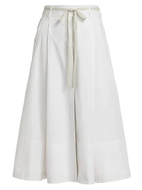 Canvas-Taped Cotton Midi Skirt