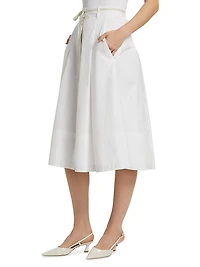 Canvas-Taped Cotton Midi Skirt