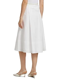 Canvas-Taped Cotton Midi Skirt