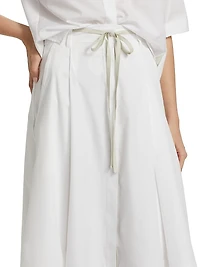 Canvas-Taped Cotton Midi Skirt