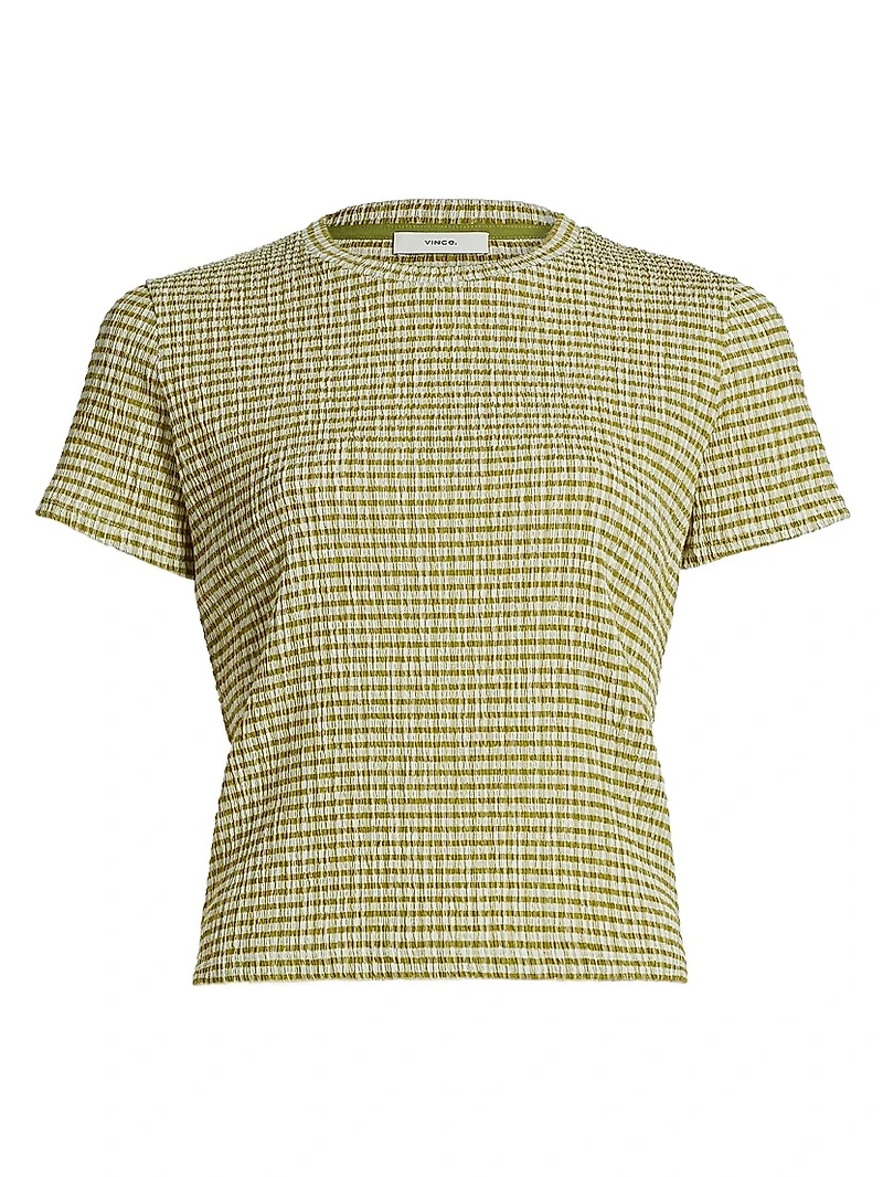 Gingham Textured Crewneck T-Shirt