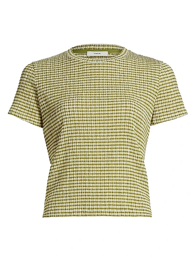 Gingham Textured Crewneck T-Shirt