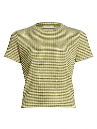 Gingham Textured Crewneck T-Shirt