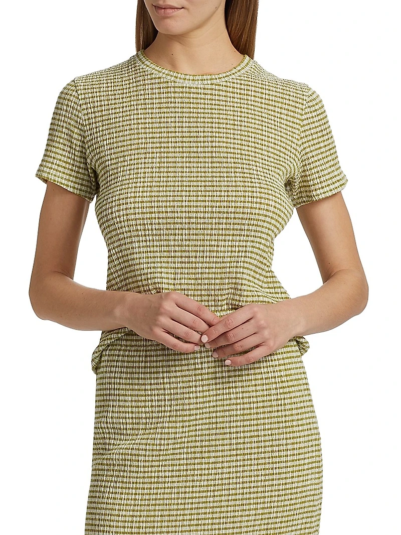 Gingham Textured Crewneck T-Shirt