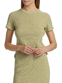 Gingham Textured Crewneck T-Shirt