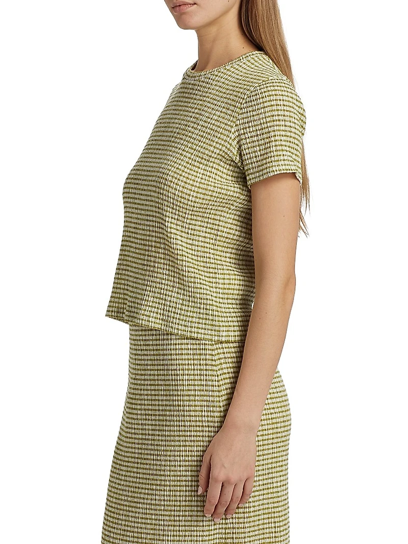 Gingham Textured Crewneck T-Shirt