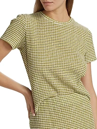 Gingham Textured Crewneck T-Shirt