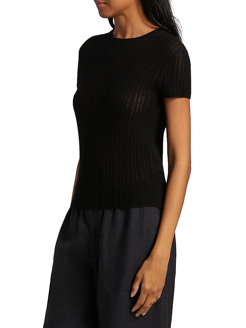 Waffle Knit Short-Sleeve Sweater