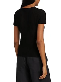 Waffle Knit Short-Sleeve Sweater