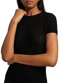 Waffle Knit Short-Sleeve Sweater